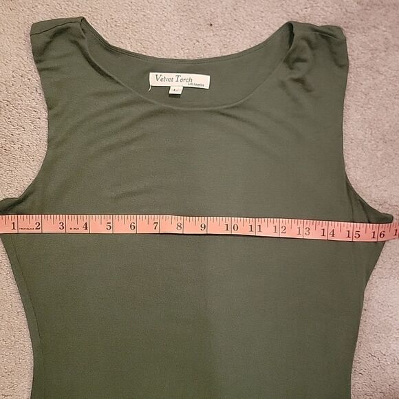 Velvet Torch Olive Midi Tank Dress With New Chicos Necklace Sz L - Picture 6 of 11